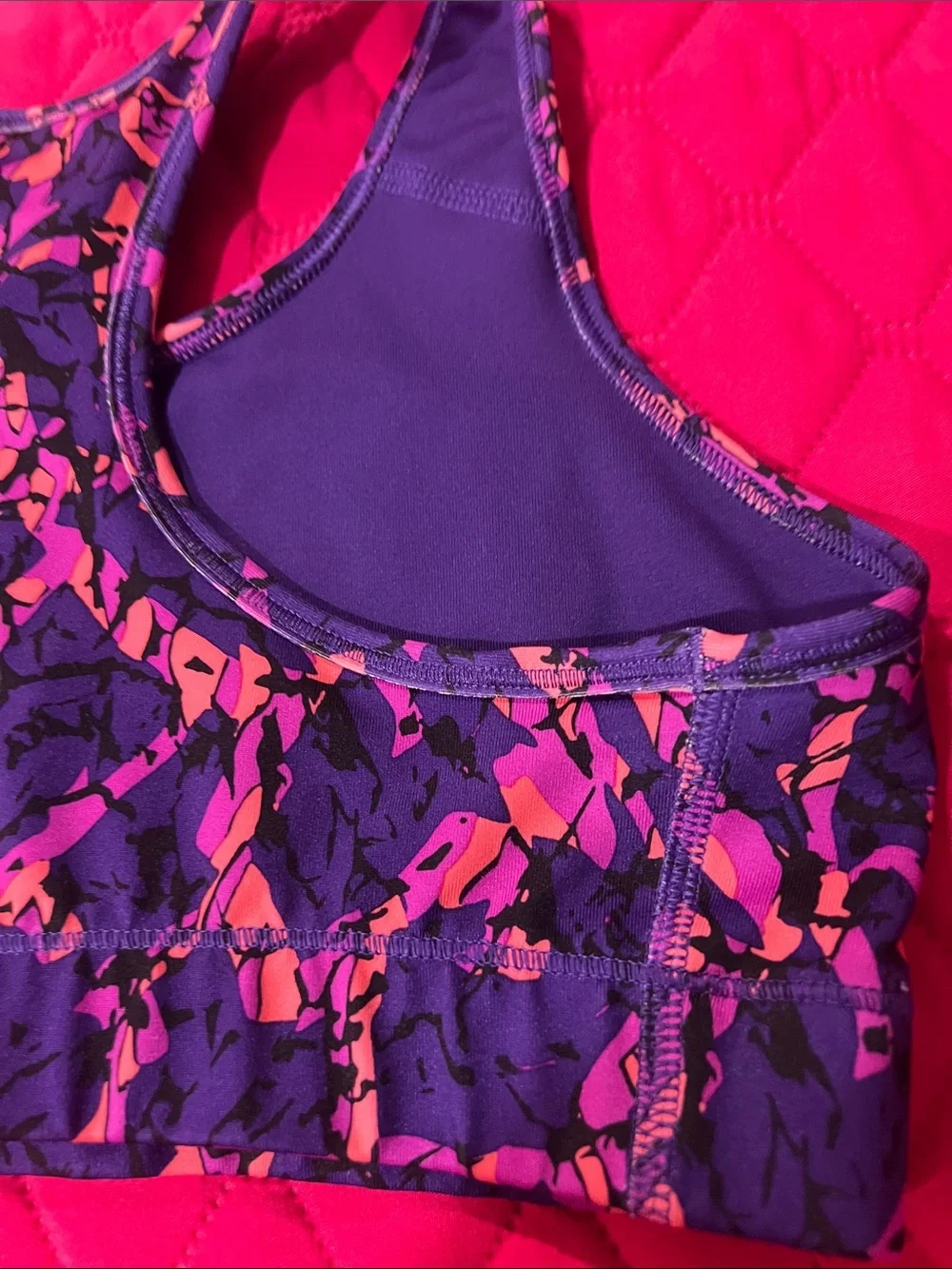 Nike Women's Purple & Pink Patterned Racerback Bikini Top